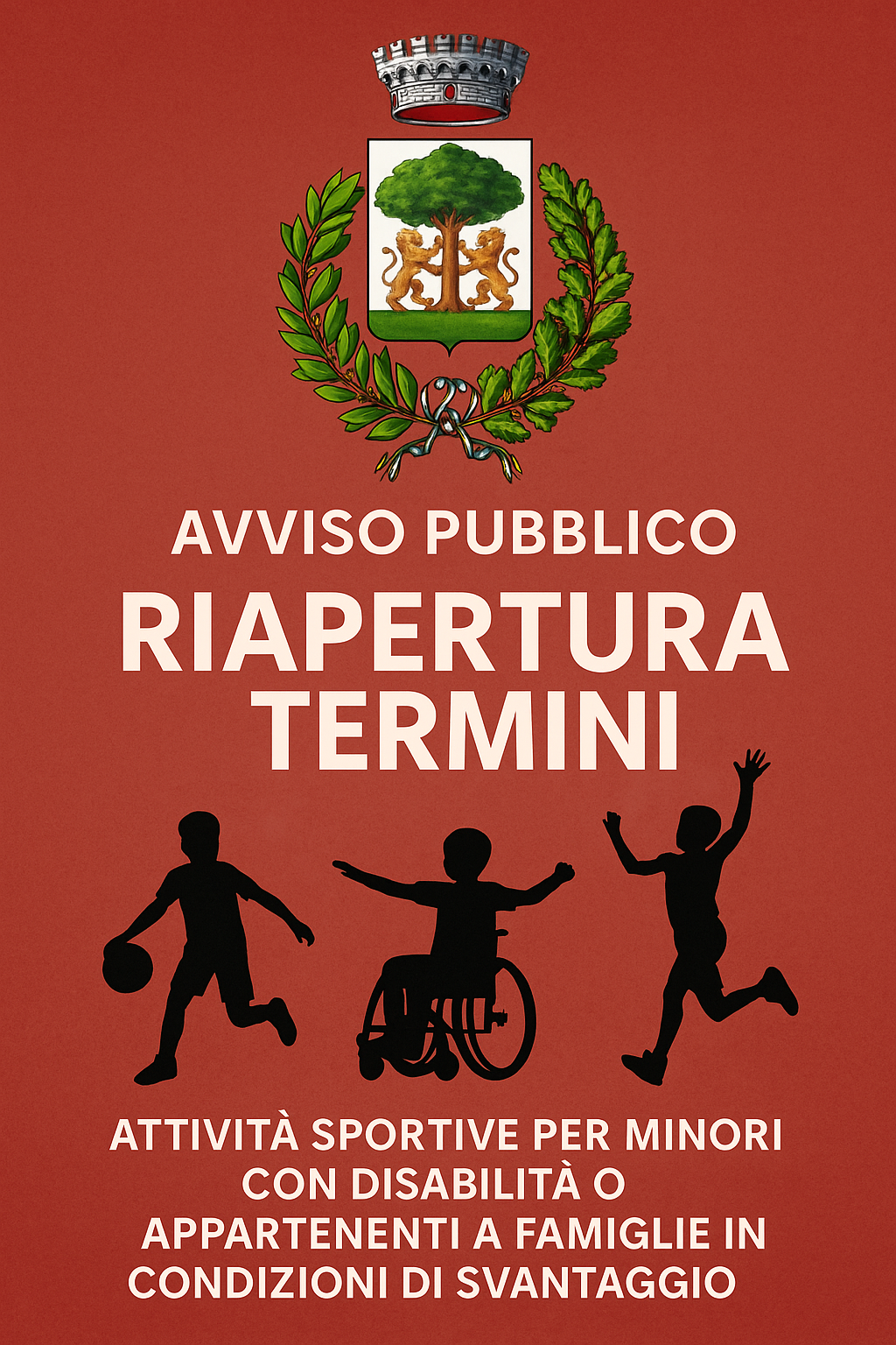 AVVISO per FAMIGLIE (RIAPERTURA TERMINI)– Manifestazioni di interesse attività sportive, in favore di minori con disabilità o appartenenti a famiglie o nuclei in condizioni di svantaggio